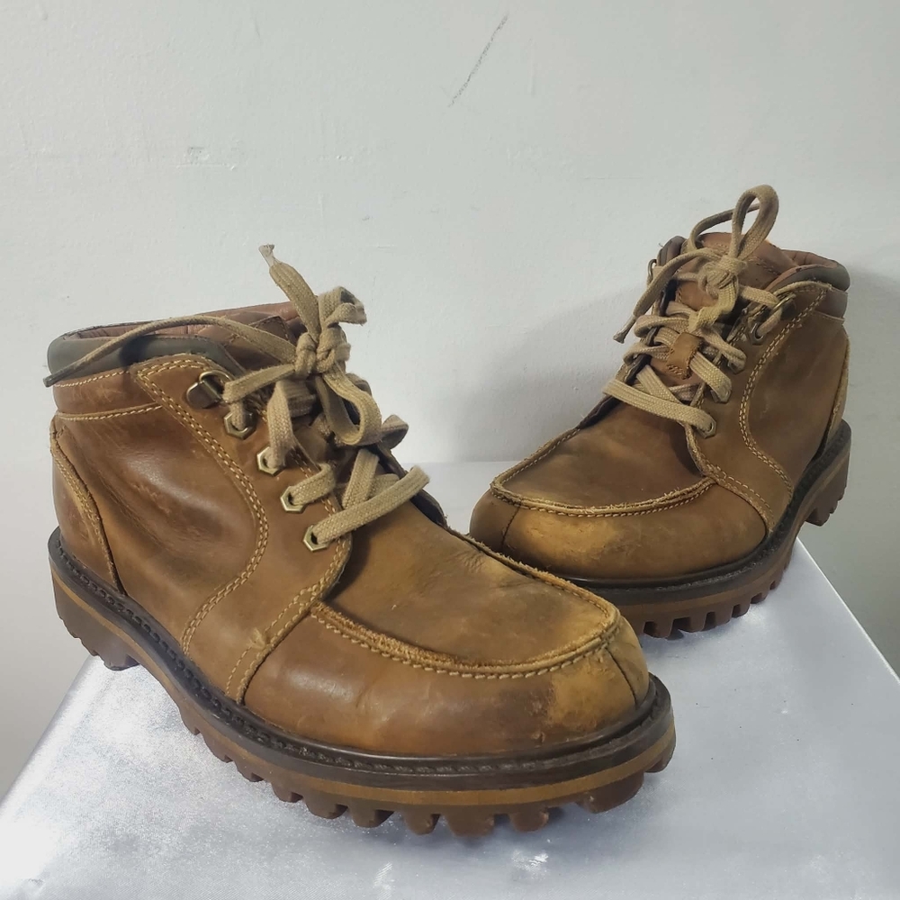 Timberland Men's Moc Toe Chukka Boots Brown Leather Size 8US